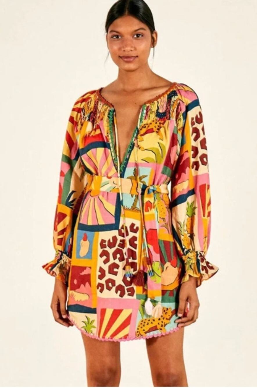 Farm Rio NEW Tropical Collage Tunic Dress, Size M